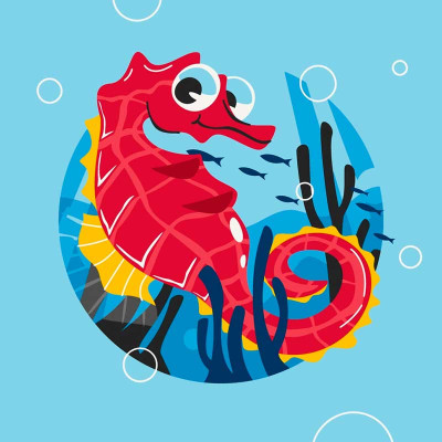 Картина за номерами "Морський коник" 30*30 см @ 15037-AC