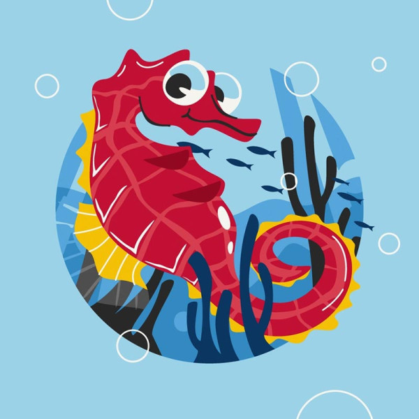 Картина за номерами "Морський коник" 30*30 см @ 15037-AC