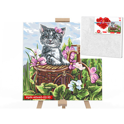 Картина за номерами кошеня в корзині 40x40 см KpNe-40х40-02-10