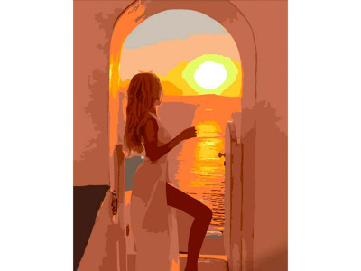 Картина за номерами Захід сонця у Греції Strateg 40х50 см DY381