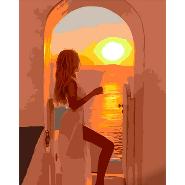 Картина за номерами Захід сонця у Греції Strateg 40х50 см DY381