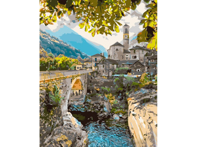 Картина по номерах Краса на фоні гір Strateg 40х50 см GS1037