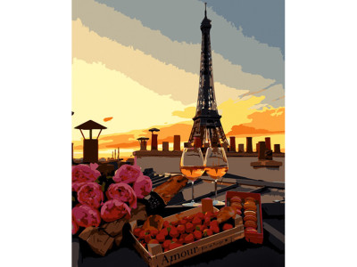 Картина за номерами Романтична вечірка в Парижі Strateg 40х50 см GS1145