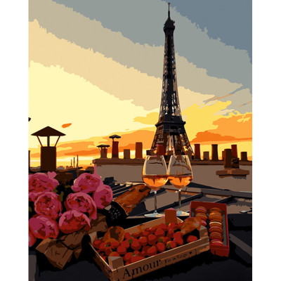 Картина за номерами Романтична вечірка в Парижі Strateg 40х50 см GS1145