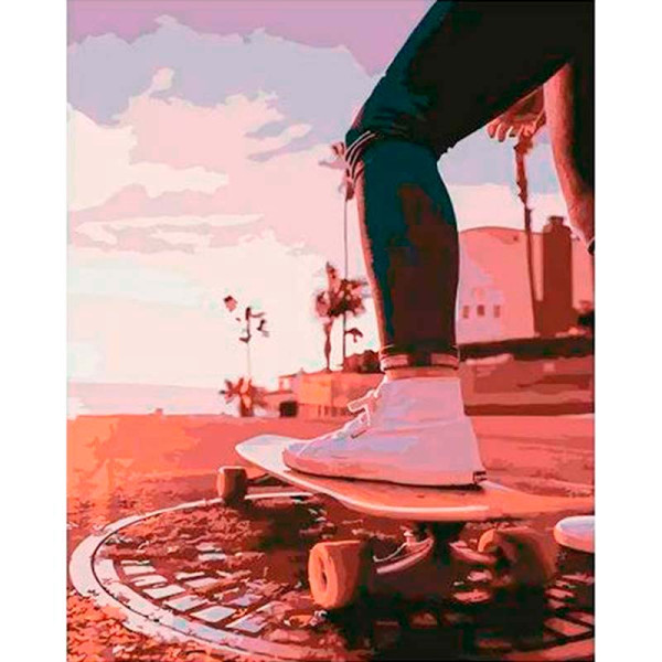 Картина за номерами Скейт прогулянка Strateg 40х50 см DY041