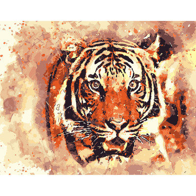 Картина за номерами Вогняний тигр Strateg 40х50 см DY128