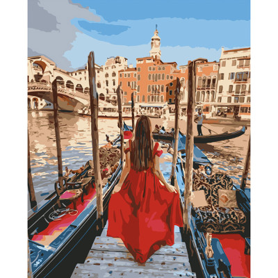 Картина за номерами Дівчина у Венеції Strateg 40х50 см GS518