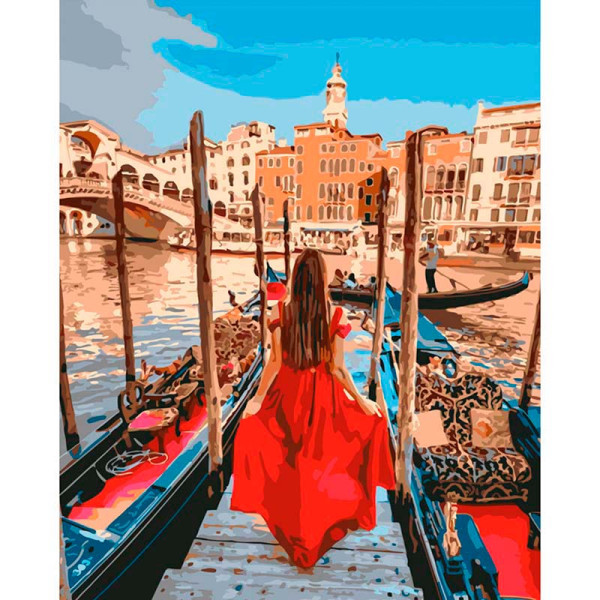 Картина за номерами Дівчина у Венеції Strateg 40х50 см GS518 Картина за номерами Дівчина у Венеції Strateg 40х50 см GS518