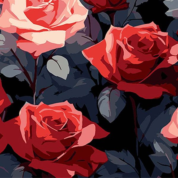 Картина за номерами Червоні троянди краси Strateg на чорному фоні 30х30 см SH3030-22