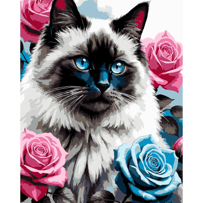 Картина за номерами Strateg Кіт з блакитними очима 40x50 см VG030