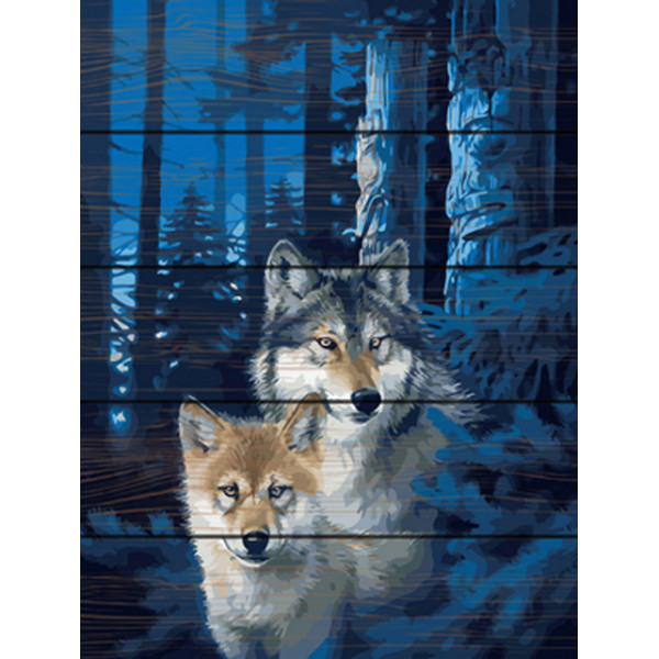 Картина за номерами на дереві. Rainbow Art "Нічні вовки" GXT28852-RA Картина за номерами на дереві. Rainbow Art "Нічні вовки" GXT28852-RA