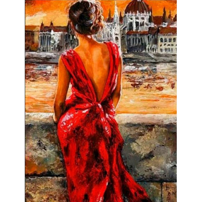 Картина за номерами "Дама в червоному" Крамниця Чудес 40 x 50 см LC10087