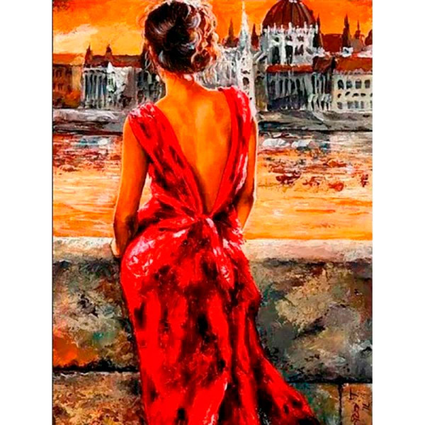 Картина за номерами "Дама в червоному" Крамниця Чудес 40 x 50 см LC10087