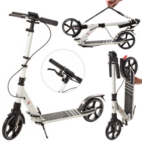 Самокат двоколісний SR 2-058 з підніжкою і ручним гальмом Білий