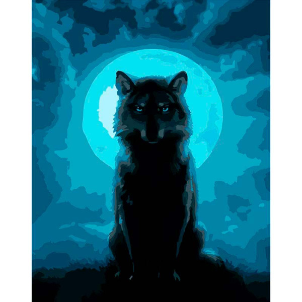 Картина по номерах Вовк та місяць Strateg 40х50 см DY268