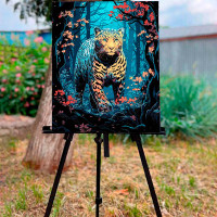 Картина за номерами Леопард на полюванні Strateg на чорному фоні 40х50 см AH1062