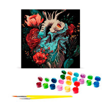 Картина за номерами Квіткова експресія серця Strateg на чорному фоні 30х30 SH3030-6