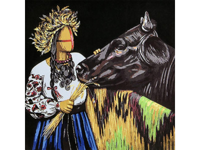 Картина за номерами Stateg Годувальниця на чорному фоні 40х40 см AV4040-93