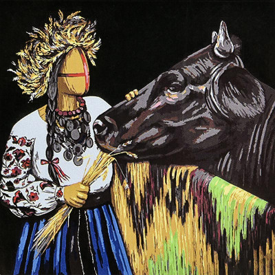 Картина за номерами Stateg Годувальниця на чорному фоні 40х40 см AV4040-93