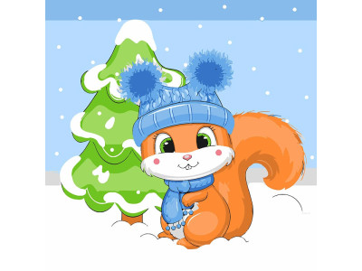 Картина за номерами Stateg Білочка біля ялинки 30х30 см ES-0896