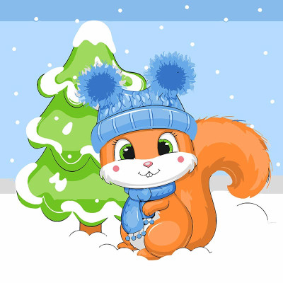 Картина за номерами Stateg Білочка біля ялинки 30х30 см ES-0896