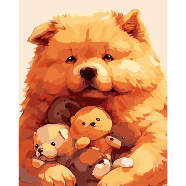 Картина за номерами Stateg Рудий пес на чорному фоні 40х50 см AH1222-17