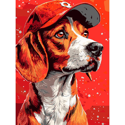 Картина за номерами Strateg Пес у кепці 30Х40 см SS-1260