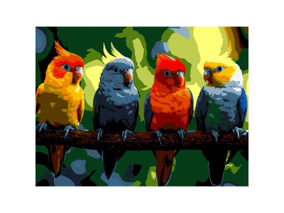 Картина за номерами Strateg Яскраві папуги 30Х40 см SS-1267