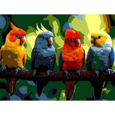 Картина за номерами Strateg Яскраві папуги 30Х40 см SS-1267