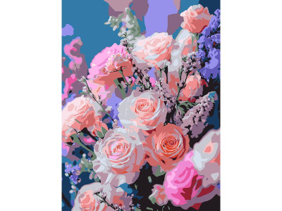 Картина за номерами Strateg Рожеві квіти 30Х40 см SS-1296