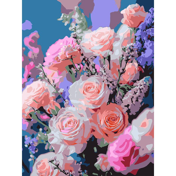 Картина за номерами Strateg Рожеві квіти 30Х40 см SS-1296