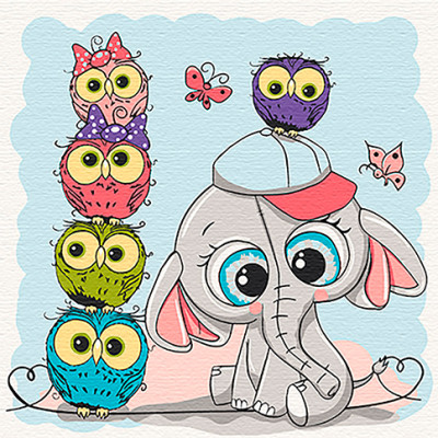 Картина за номерами "Слонник із совами" Art Craft 30х30 см 15561-AC