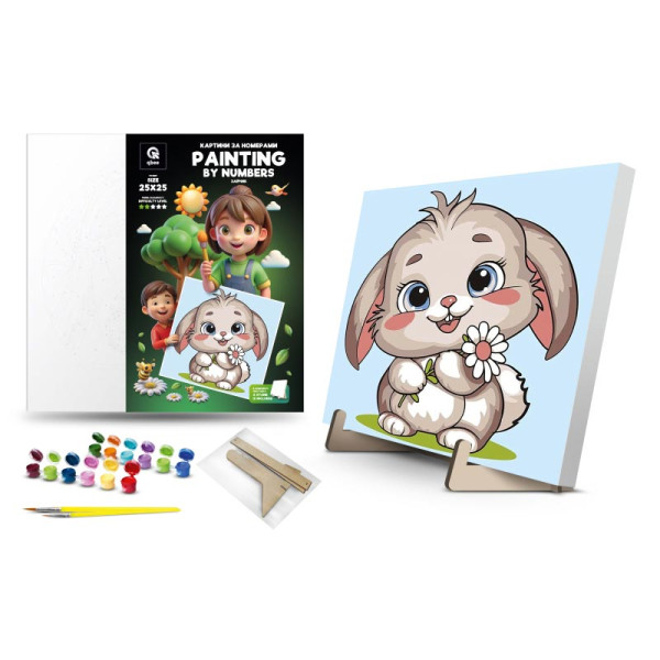 Каритна за номерами qbee "Зайчик" з деревяною підставкою 25х25 см QB900-006/QB901-006