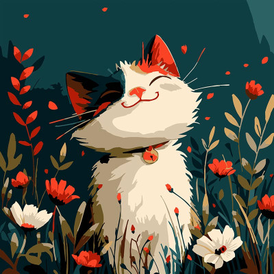 Картина за номерами Strateg Лисеня серед квітів 20x20 см HH8025