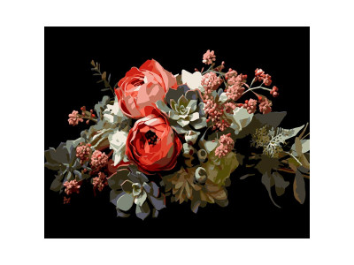 Картина за номерами Strateg Осіння композиція на чорному фоні 40x50 см AH1270