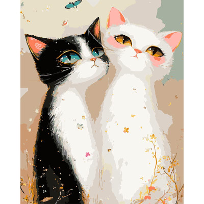 Картина за номерами Strateg Кошенята в шарфику 40x50 см VG029