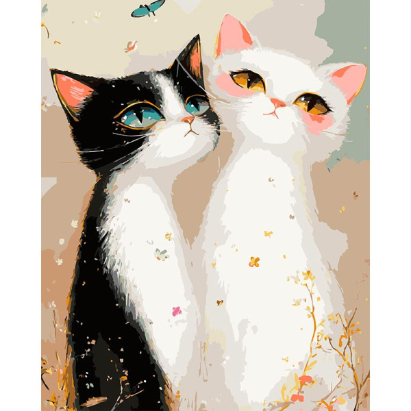 Картина за номерами Strateg Кошенята в шарфику 40x50 см VG029