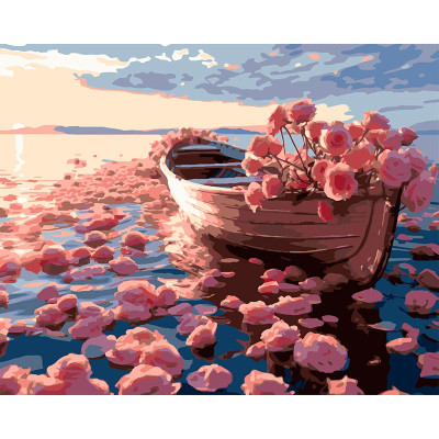 Картина за номерами Strateg Човен у квітах 40x50 см VG047