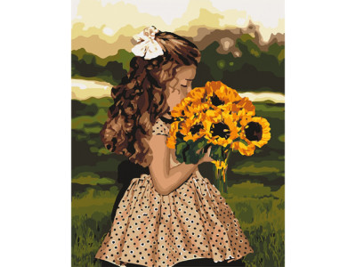 Картина за номерами "Дівчинка з соняшниками" 40x50 см КНО4662