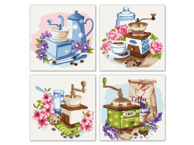 Набір для розпису за номерами. Поліптих "Квіткова кава" KNP018