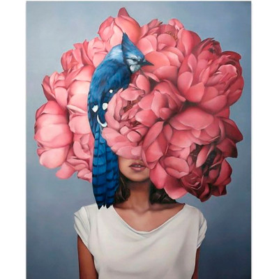 Картина за номерами "Дівчина з півоніями на голові" тм Лавка Чудес 40 x 50 LC10069