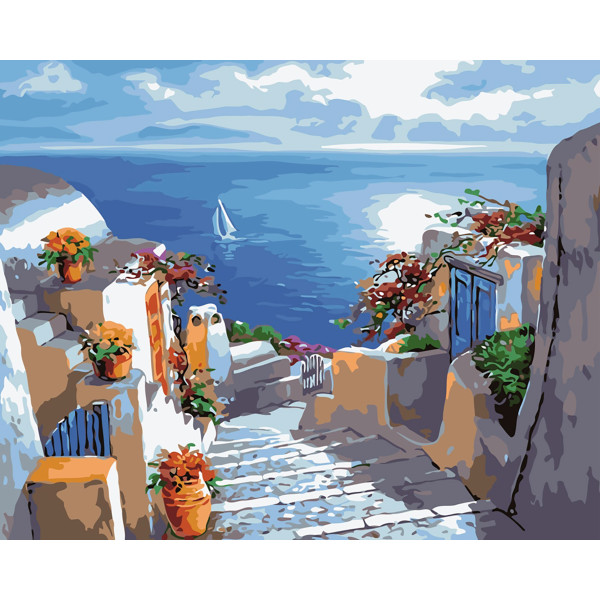 Картина за номерами "Санторіні" тм Лавка Чудес 40 x 50 см у коробці LC30066
