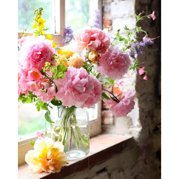 Картина за номерами "Півонії на вікні" LC40013