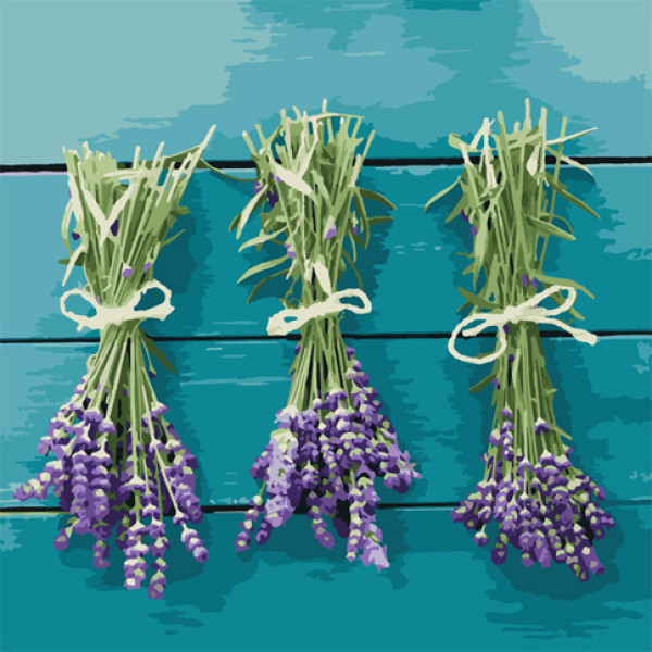 Картина за номерами з лаком ArtCraft квіти "Лавандовое трио" 40х40 см 13114-AC