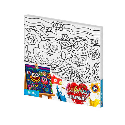 Картина за номерами "Coloring by numbers" Danko Toys Дві сови 31см*31см CBN-01-01