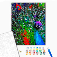 Картина по номерах Різнобарвне піря павлина Strateg 40х50 см GS171
