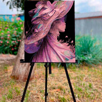 Картина за номерами Дівчина в капелюсі Strateg на чорному фоні 40х50 см AH1054