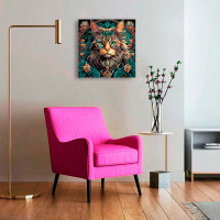 Картина за номерами Магія кота та квітів Strateg на чорному фоні 30х30 см SH3030-7