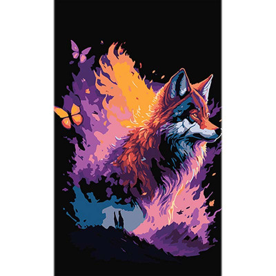 Картина за номерами Лиса у сні метеликів Strateg на чорному фоні 50х25 см BH5025-5 Картина за номерами Лиса у сні метеликів Strateg на чорному фоні 50х25 см BH5025-5