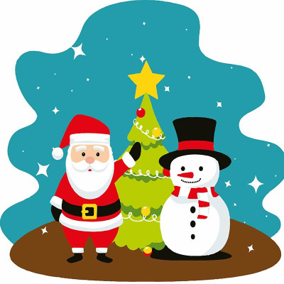 Картина за номерами Stateg Санта та Сніговик 20х20 см HH8002